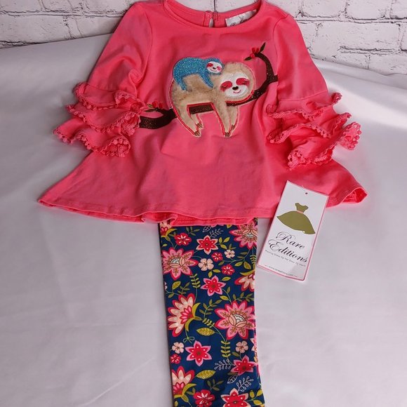 'RARE EDITIONS' TOP & PANTS SLOTH OUTFIT SET - Picture 4 of 16